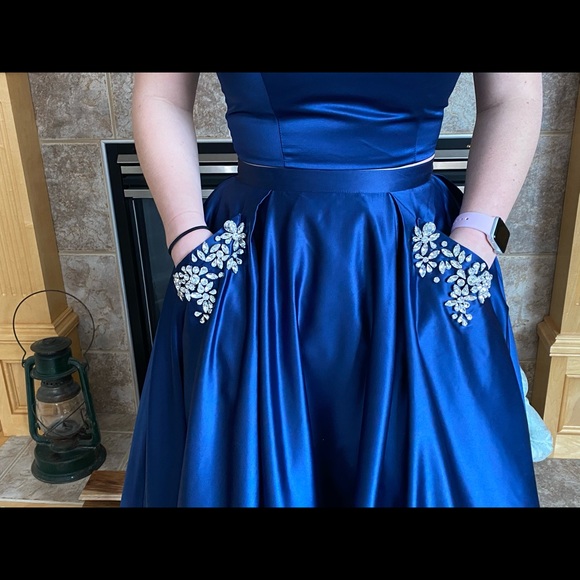 Sherri Hill Navy Two Piece Gown - Picture 3 of 4